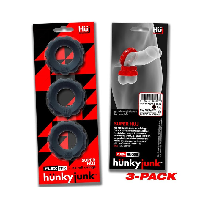 Hunkyjunk Superhuj 3-pack Cockrings Tar Ice - SexToy.com