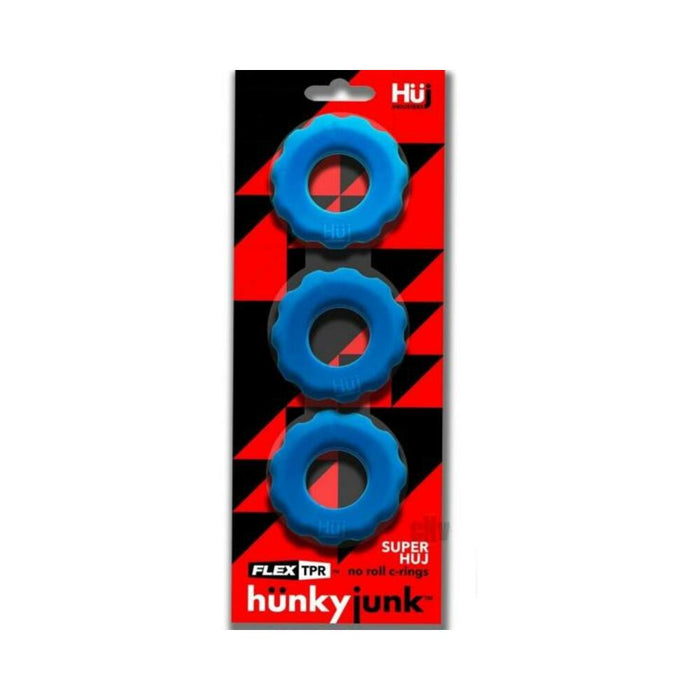 Hunkyjunk Superhuj 3-pack Cockrings Teal Ice | SexToy.com