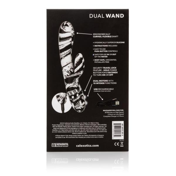 Hype Dual Wand Rabbit Style Vibrator Black White | SexToy.com