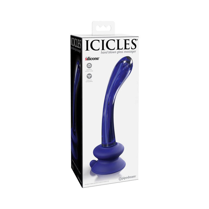Icicles No. 89 - Glass Suction Cup G-spot Wand - Blue | SexToy.com
