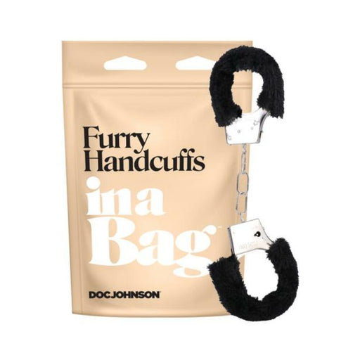 In A Bag Furry Handcuffs Black - SexToy.com