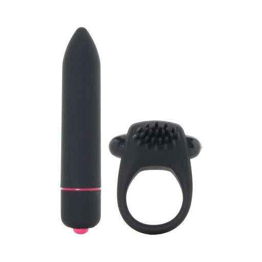 Intense Cockring And Bullet 10 Function Bullet Waterproof Black | SexToy.com