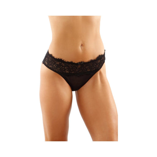 Ivy Lace Bikini Panty With Lattice Cut-out Back Black L/xl - SexToy.com
