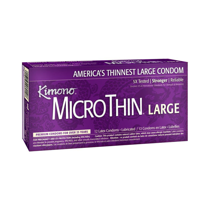 Kimono Microthin 12 Pack Large Latex Condoms | SexToy.com