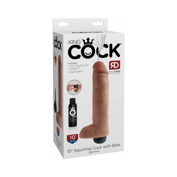 King Cock 10 inches Squirting Cock Balls Beige - SexToy.com