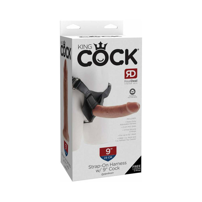 King Cock Strap-on Harness W/ 9in Cock Tan - SexToy.com