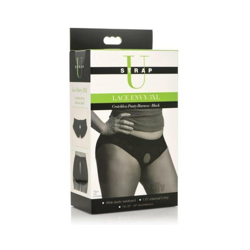 Lace Envy Black Crotchless Panty Harness - 3xl - SexToy.com