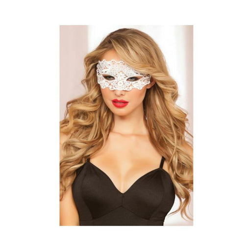Lace Eye Mask Satin Ribbon Ties White O/S - SexToy.com