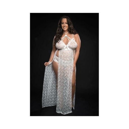 Lace Night Gown W/lace Panty White Qn - SexToy.com
