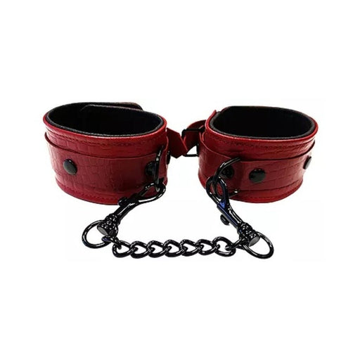 Leather Ankle Cuffs Burgunday & Black Accessories | SexToy.com