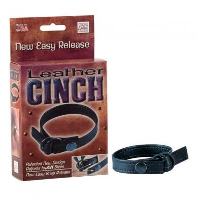 Leather Cinch Adjustable Cockring With Snap Release Black | SexToy.com