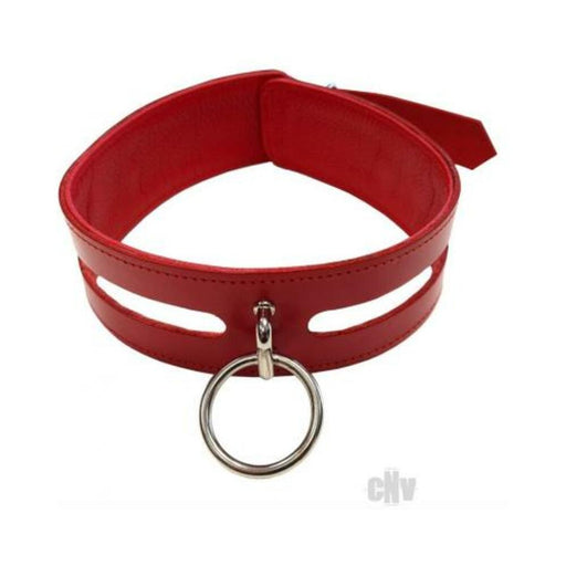 Leather Oring Collar Red - SexToy.com