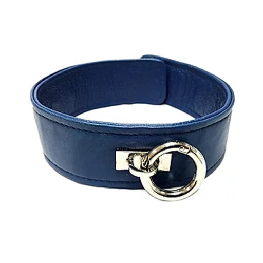 Leather Plain Collar With Removeable O-ring - Blue | SexToy.com