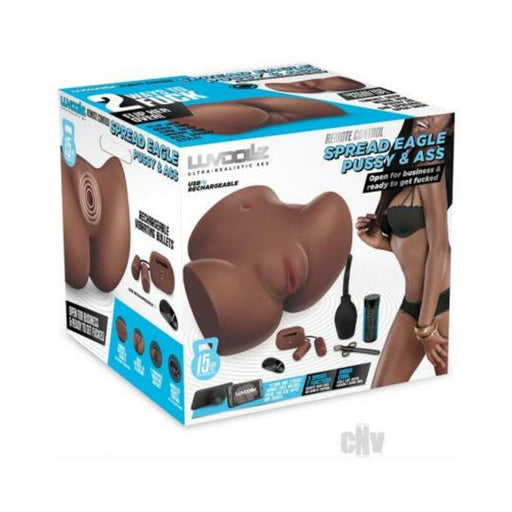 Luvdolz Remote Control Rechargeable Spread Eagle Pussy & Ass W/douche - Mocha - SexToy.com