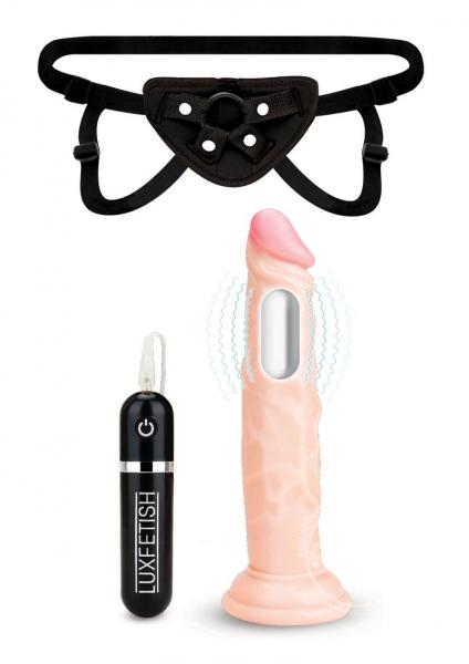 Lux Fetish 6.5" Realistic Vibrating Dildo W/strap On Harness Set | SexToy.com