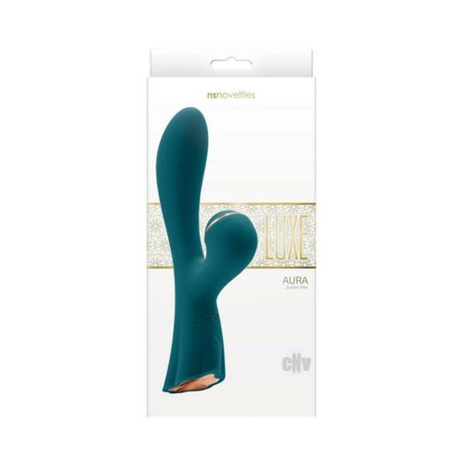 Luxe Aura Rechargeable Suction Dual Stimulator - Green | SexToy.com