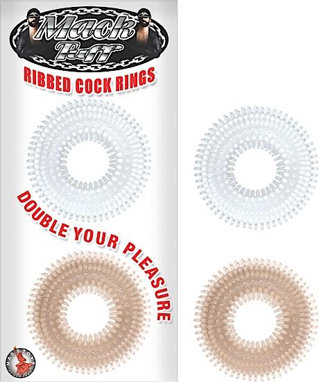 Mack Tuff Ribbed Cock Rings Clear/Smoke 2 Pack | SexToy.com