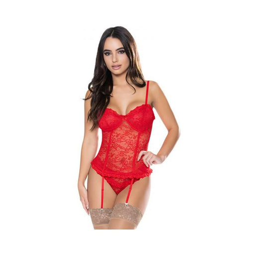 Magic Silk Ooh La Lace Bustier & Panty Set Red L/xl | SexToy.com