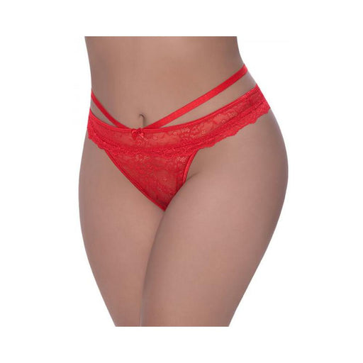 Magic Silk Ooh La Lace Peek-a-boo Cheeky Panty Red Queen Size | SexToy.com