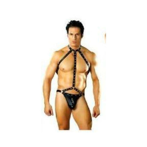 Male Power Fetish Gladiator High-neck Strappy Body Harness Black L/xl | SexToy.com