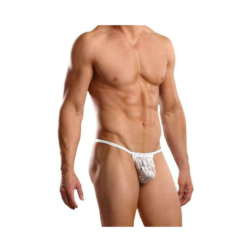 Male Power Posing Strap Stretch Lace White O/S - SexToy.com