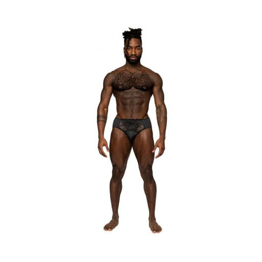 Male Power Sassy Lace Bikini Solid Pouch Black M | SexToy.com