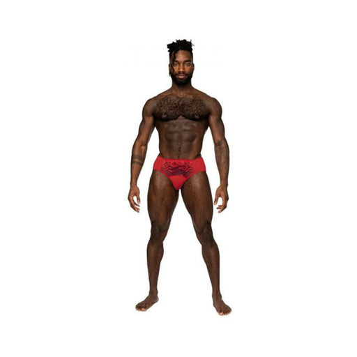 Male Power Sassy Lace Bikini Solid Pouch Red L | SexToy.com