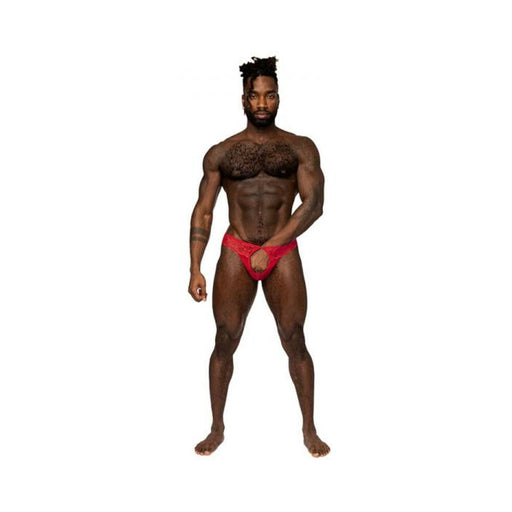 Male Power Sassy Lace Open Ring Thong Red L/xl | SexToy.com