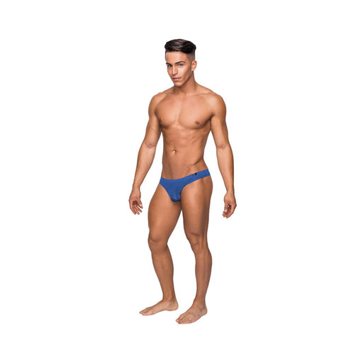 Male Power Seamless Sleek Thong Blue Sheer Pouch Lx | SexToy.com