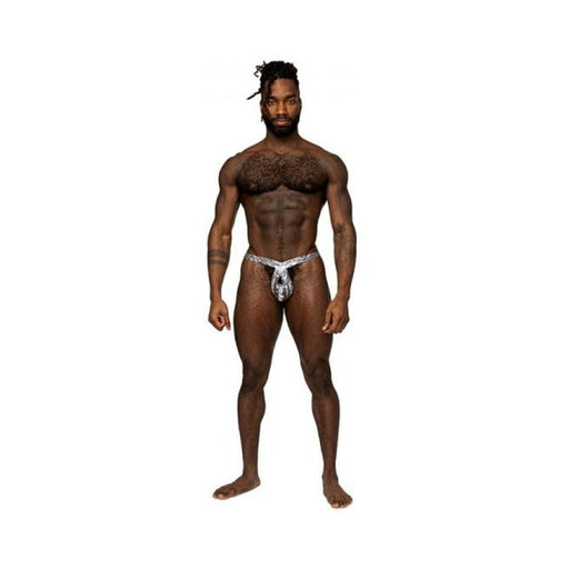Male Power S'naked Criss Cross Thong Silver/black S/m | SexToy.com