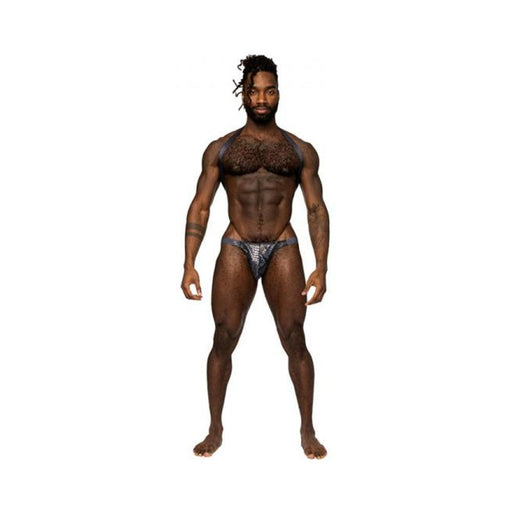 Male Power S'naked Shoulder Sling Harness Thong One-piece Black/blue L/xl | SexToy.com