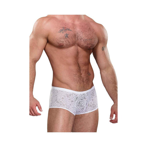 Male Power Stretch Lace Mini Shorts White Medium | SexToy.com