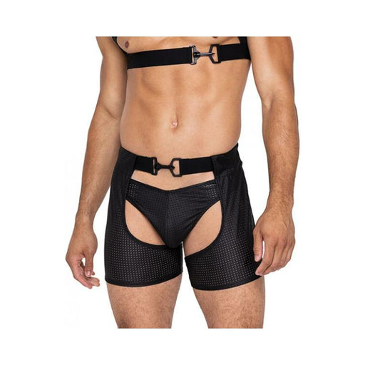 Master Chaps W/hook & Ring Closure & Rear Cut Out Black Lg - SexToy.com