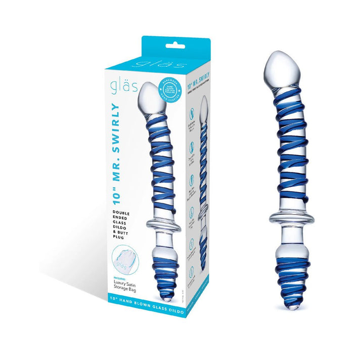 Mr. Swirly Double Ended Glas Dildo And Butt Plug - SexToy.com