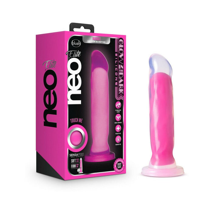 Neo Elite - Glow-in-the-dark Marquee - 8-inch Silicone Dual-density Dildo - Neon Pink - SexToy.com