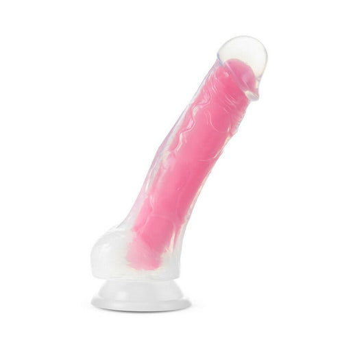 Neo Elite Glow In The Dark Paradise 7.5 In Silicone Cock W/ Balls Neon Pink - SexToy.com