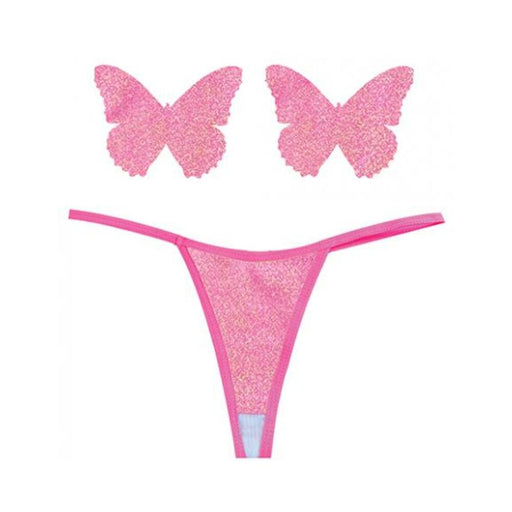Neva Nude Naughty Knix Bella Rosa Shimmer G-string & Pasties - Soft Pink O/s - SexToy.com