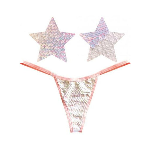 Neva Nude Naughty Knix Princess Bride Flip Sequin G-string & Pasties - Pink/white O/s - SexToy.com
