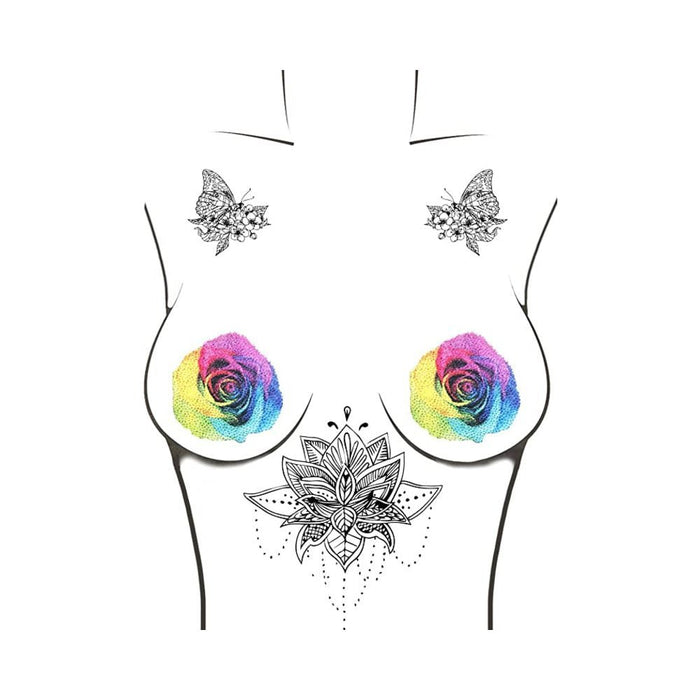 Neva Nude Pasties Rainbow Pride Rose Glitter Velvet | SexToy.com