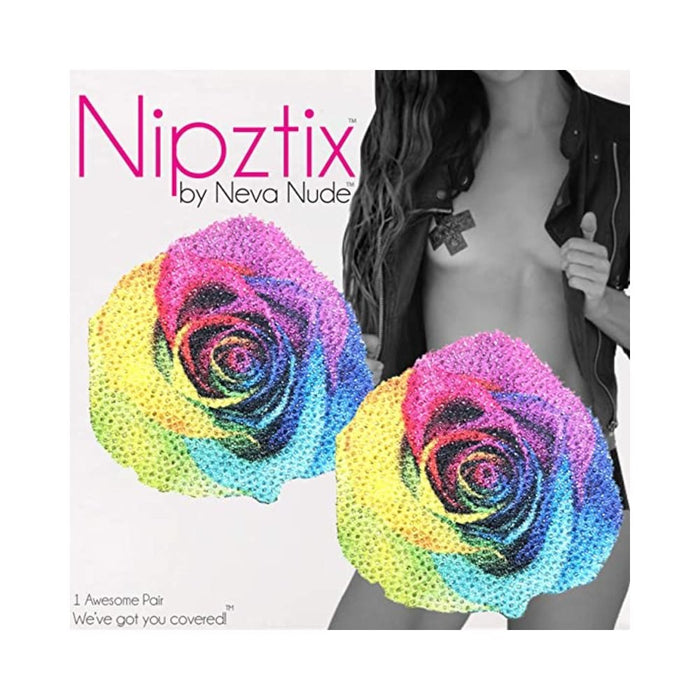 Neva Nude Pasties Rainbow Pride Rose Glitter Velvet | SexToy.com