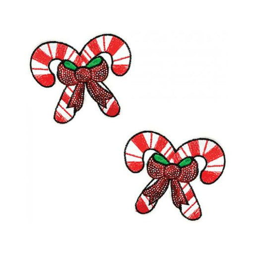Neva Nude Sequin Candy Cane Pasties - Red/white O/s - SexToy.com