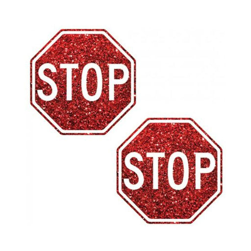 Neva Nude Stop Sign Glitter Pasties - Red O/s - SexToy.com