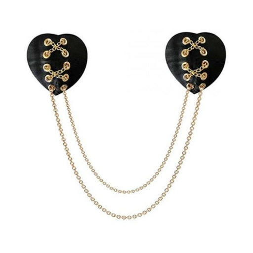 Neva Nude Two Heart Chained Pasties - Black O/s - SexToy.com