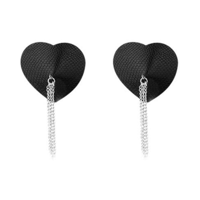 Nipplicious Dominatrix Leather Collar & Pasties With Chain Black | SexToy.com