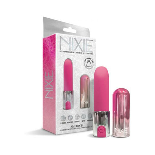 Nixie Smooch Rechargeable Lipstick Bullet Vibrator Pink Ombre - SexToy.com
