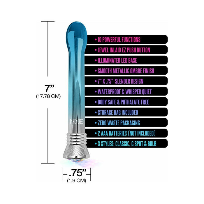 Nixie Waterproof 10-function Bulb Vibe - Blue Ombre Glow | SexToy.com