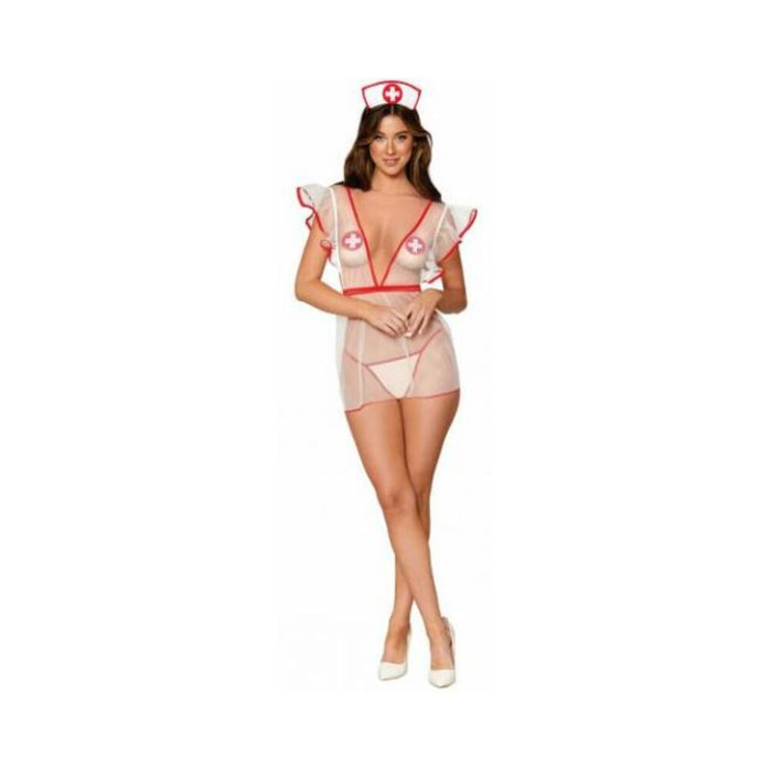 Nurse Me Good Sheer Mesh Nurse Apron Set White O/s - SexToy.com