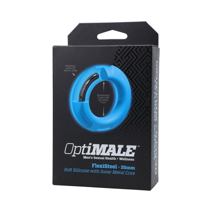 Optimale Flexisteel Silicone, Metal Core Cock Ring 43 Mm Black - SexToy.com