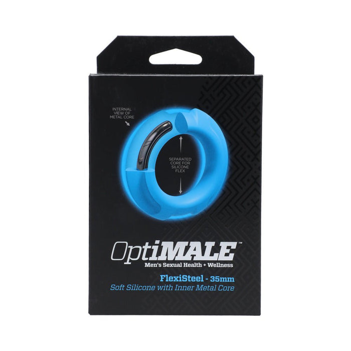 Optimale Flexisteel Silicone, Metal Core Cock Ring 43 Mm Black - SexToy.com