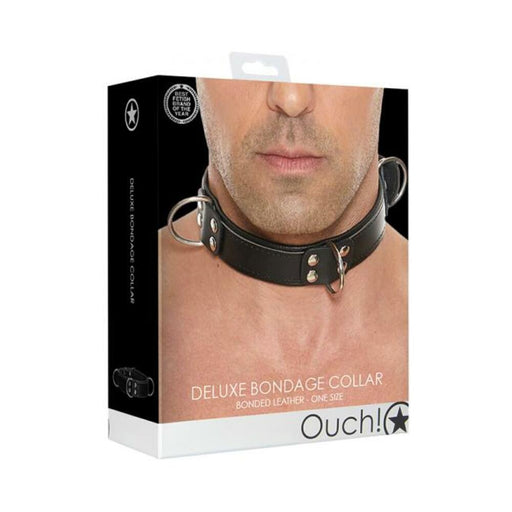 Ouch Deluxe Bondage Collar - One Size - Black | SexToy.com